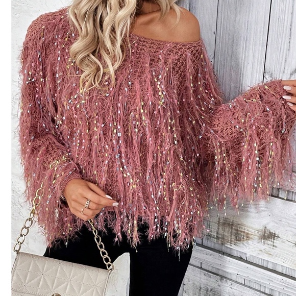 COPY - 078 Fuzzy Confetti Oversized Sweater Top - Picture 2 of 12